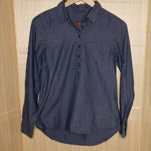 Jachs Girlfriend Womens Blue Dotted 3/4 Button Tunic XS